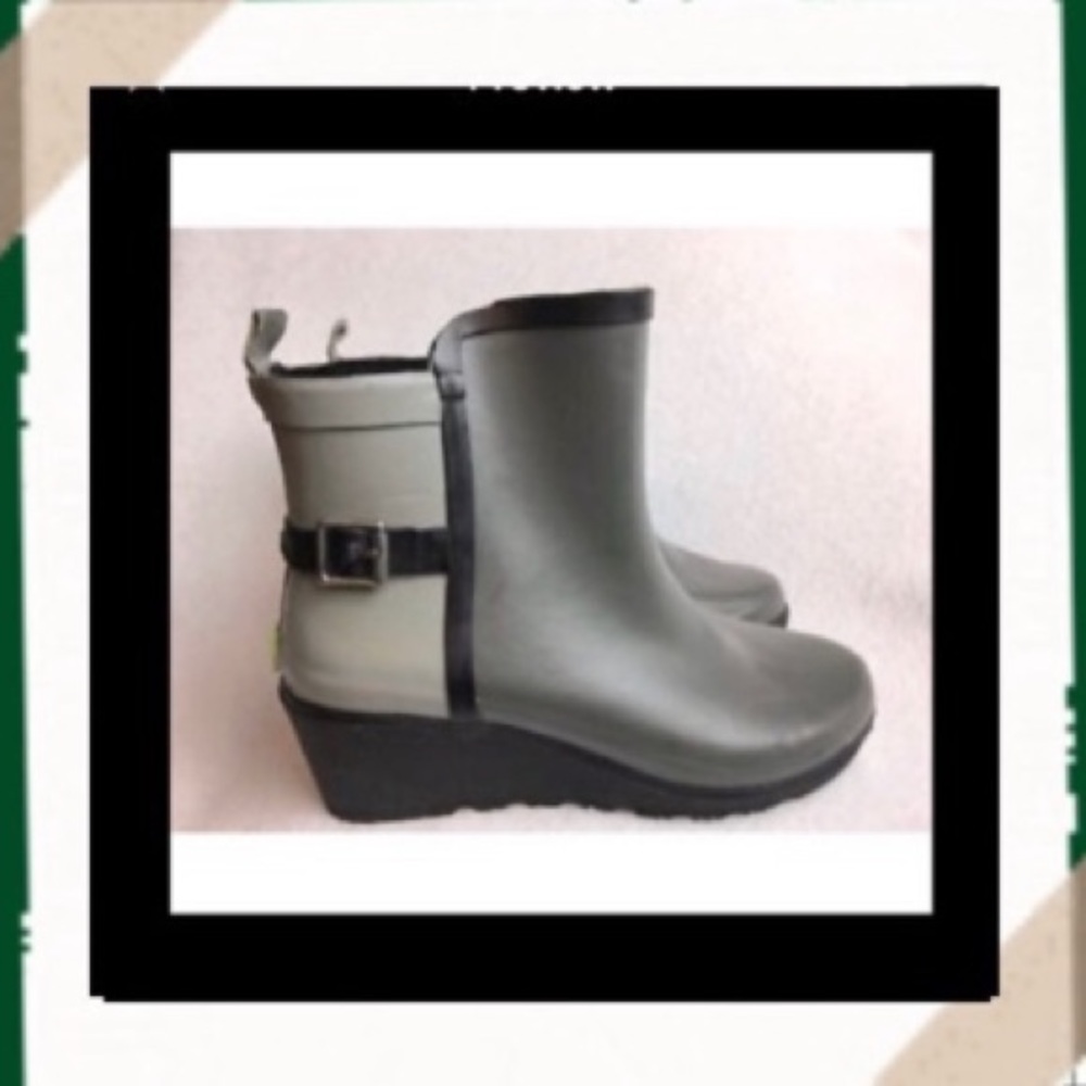 [#1036] WESTERN CHIEF | Gray Wedge Ankle Rain Boots | US 10
